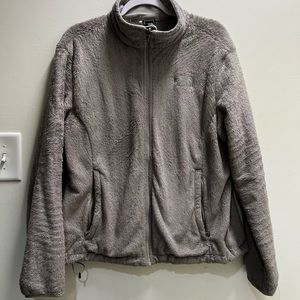 XL north face grey fuzzy zip up